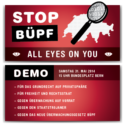 Klein beigeben oder gemeinsam die Privatsphäre retten - Kundgebung gegen das Überwachungsgesetz BÜPF am 31. Mai in Bern