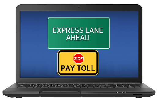 express lane ahead - pay toll