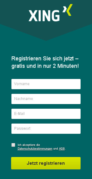 Bei XING regisitreiren