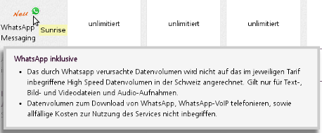 Sunrise Mobilfunkabo: WhatsApp inklusive