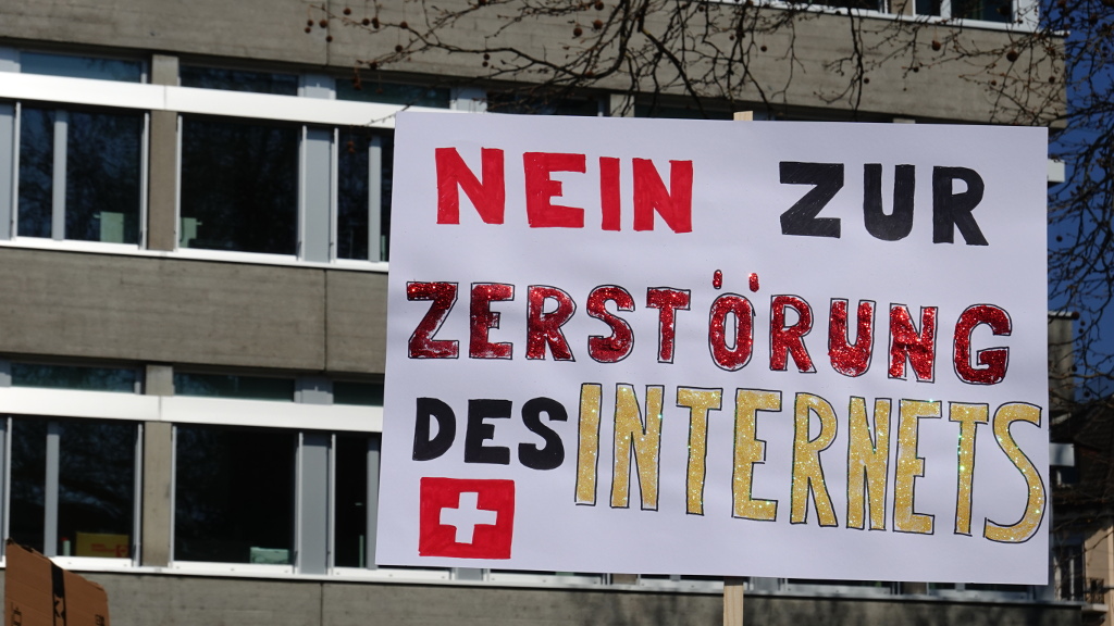 Demonstration gegen Urheberrechtsreform in Zürich