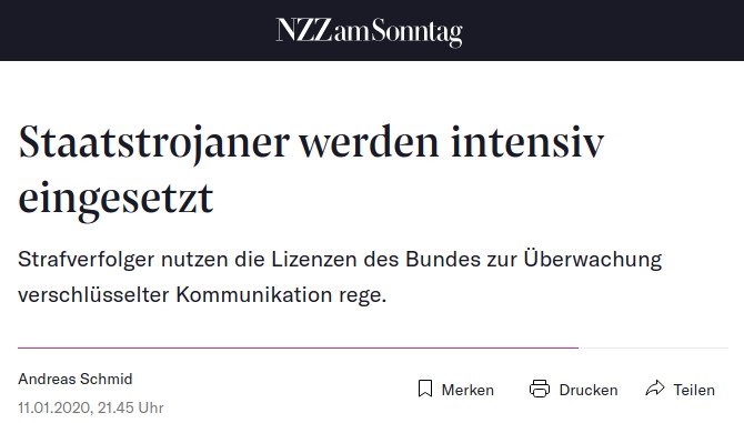 Staatstrojaner werden in der Schweiz intensiv eingesetzt