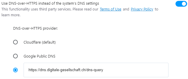 DoH in Opera