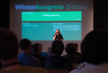 Aktivistinnen, Hacker und Interessierte am Winterkongress der Digitalen Gesellschaft